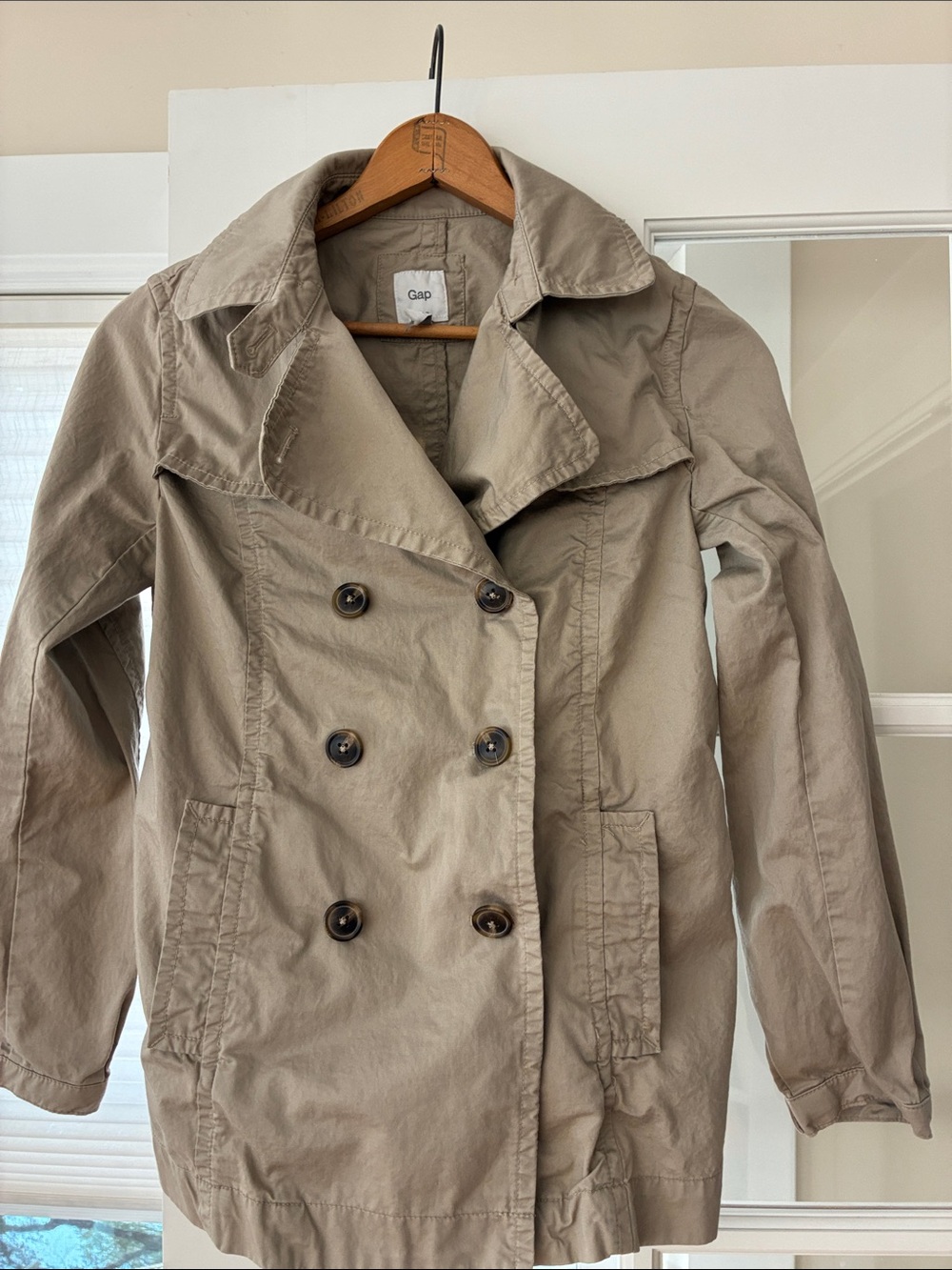 GAP Taupe Double-Breasted Lightweight Trench